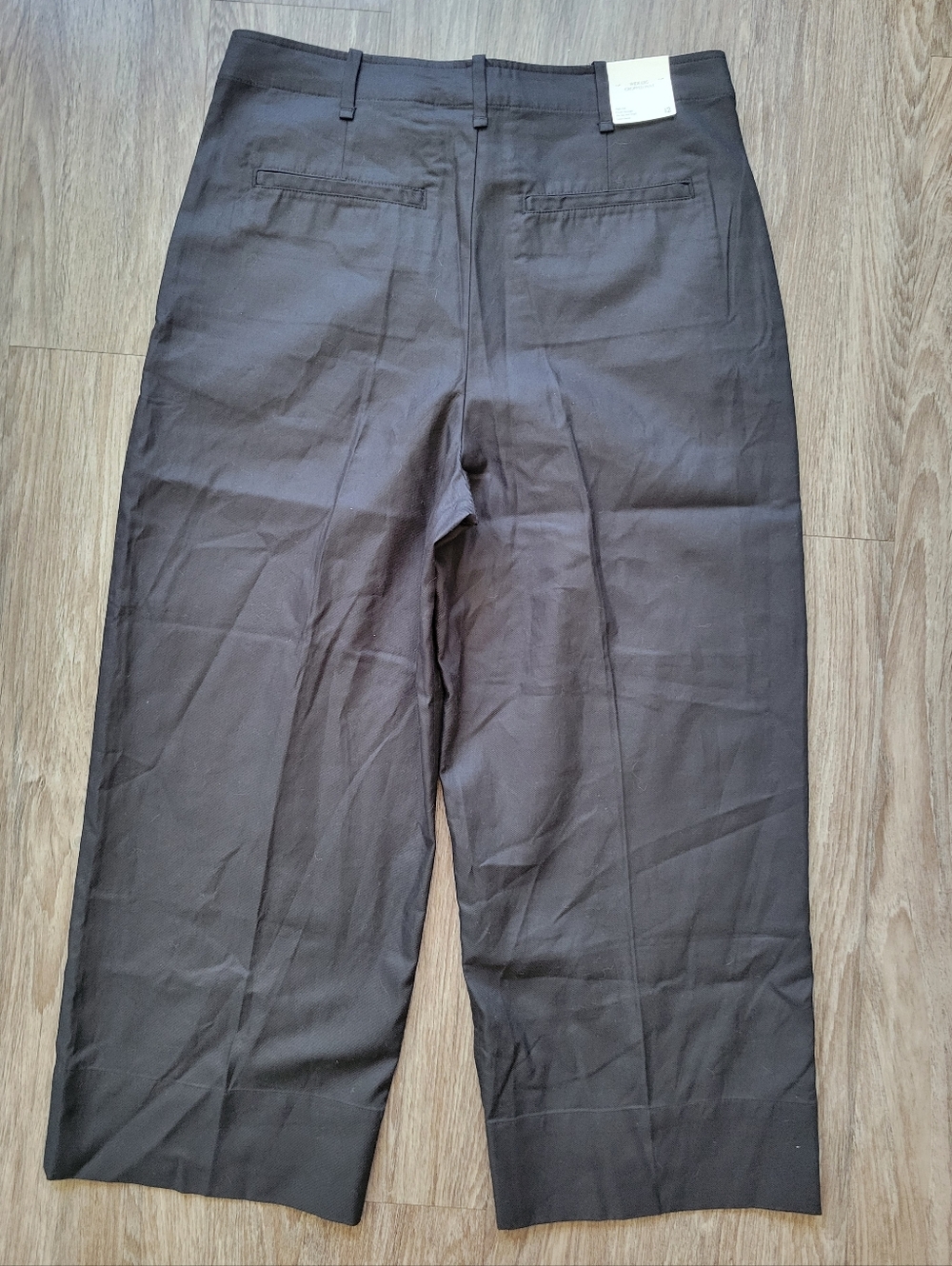 NWT Banana Republic Wide Leg Cropped High Rise Pants Black Cotton & Lyocell 12 - Picture 5 of 10